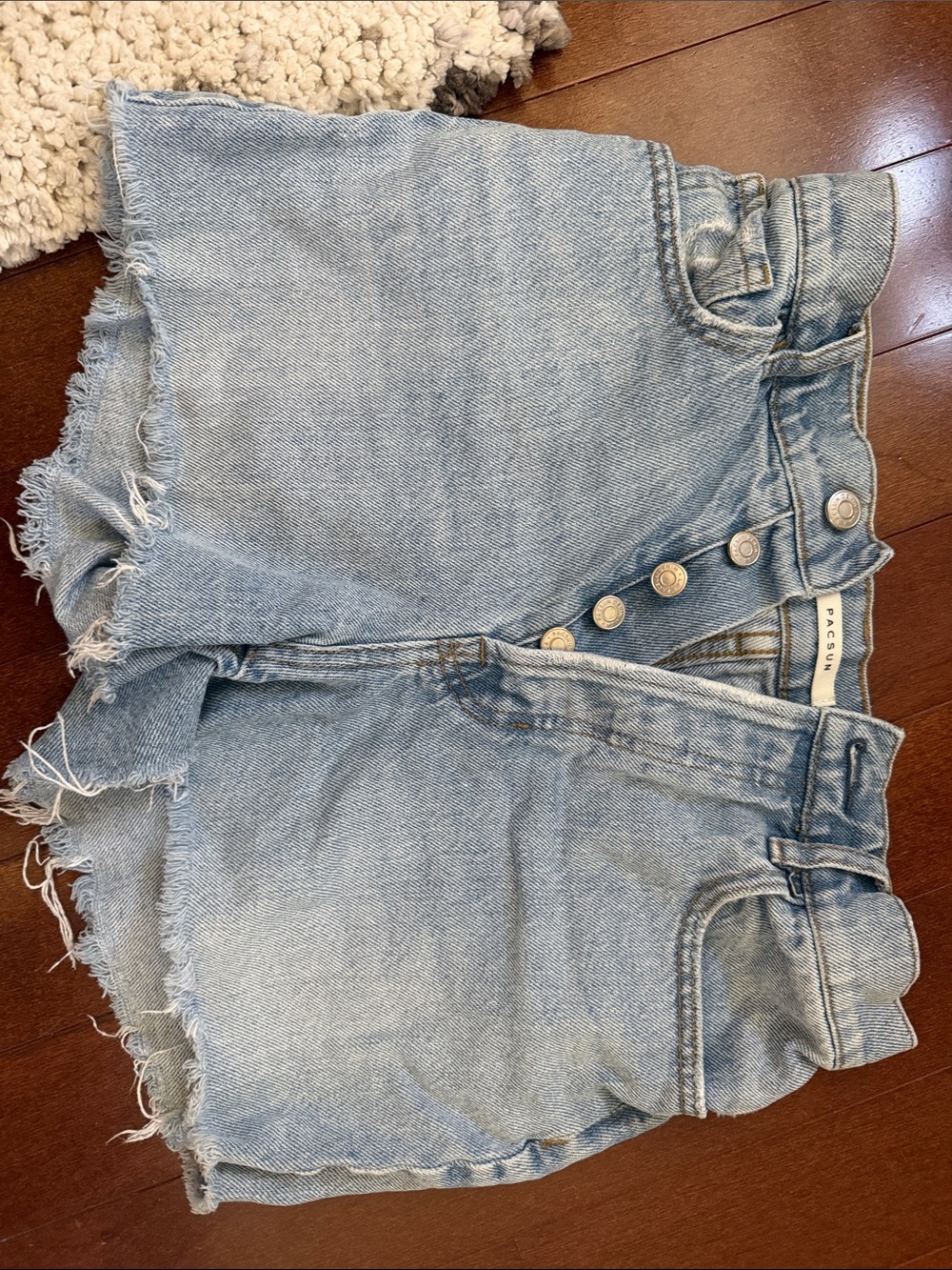 PacSun Faded Light Blue High-Rise Frayed Hem Denim Shorts